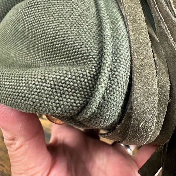 Prada Canapa Fringed Tote Bag Olive Green - Picture 14 of 16